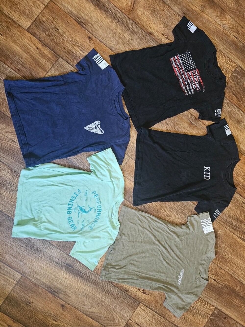 Boys Patriotic Shirt Lot XS 6/7 Youth Grunt Style, Nine Line Apparel & Columbia
